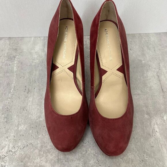 Adrienne Vittadini Prestin Burgundy Suede Platform Pumps Heels Womens Size 8M - Picture 4 of 11